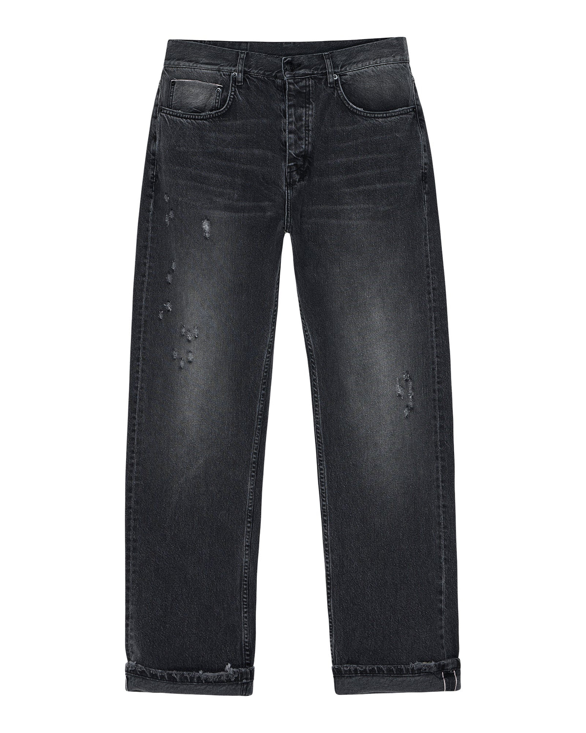 Mens Anti K Selvedge Chicago Black Relaxed Denim Jeans - Black