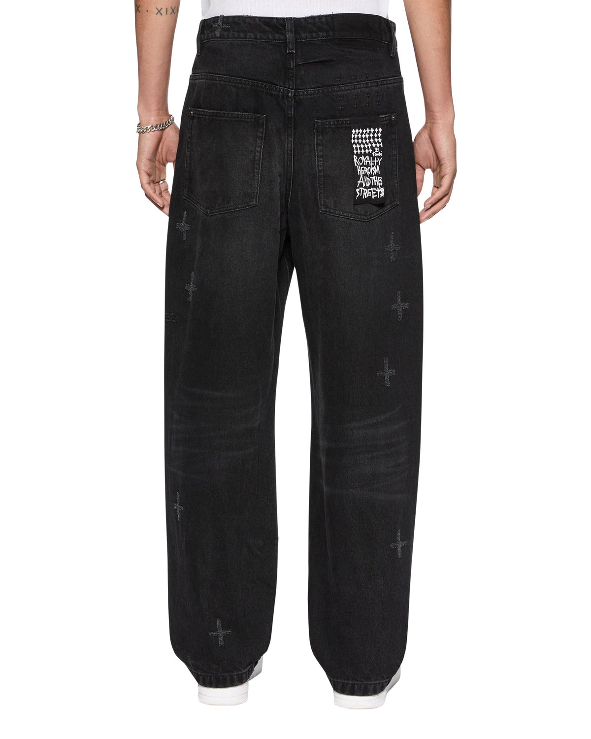 Mens Anti K Nirvana Plus Trashed Relaxed Denim Jeans - Black