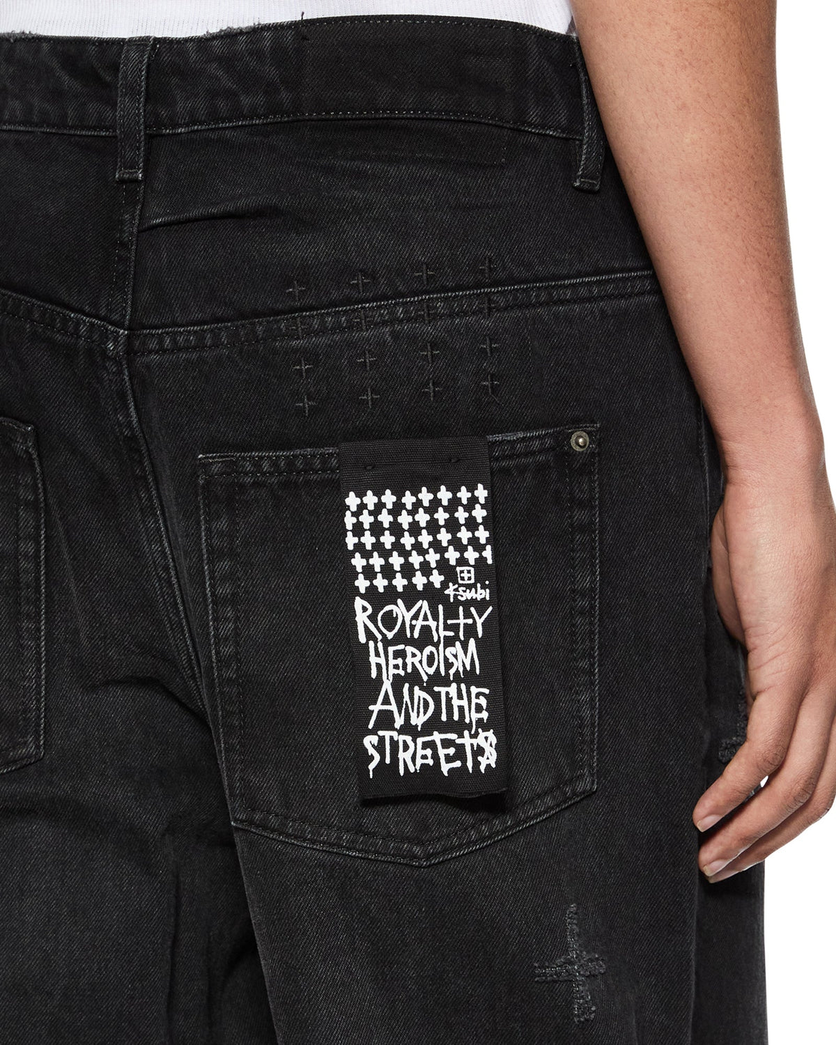 Mens Anti K Nirvana Plus Trashed Relaxed Denim Jeans - Black