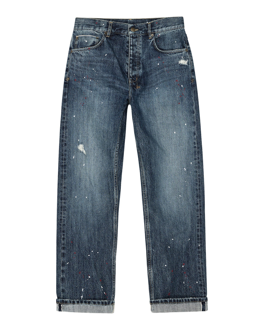 Mens Anti K Selvedge Artist Blue Relaxed Denim Jeans - Denim