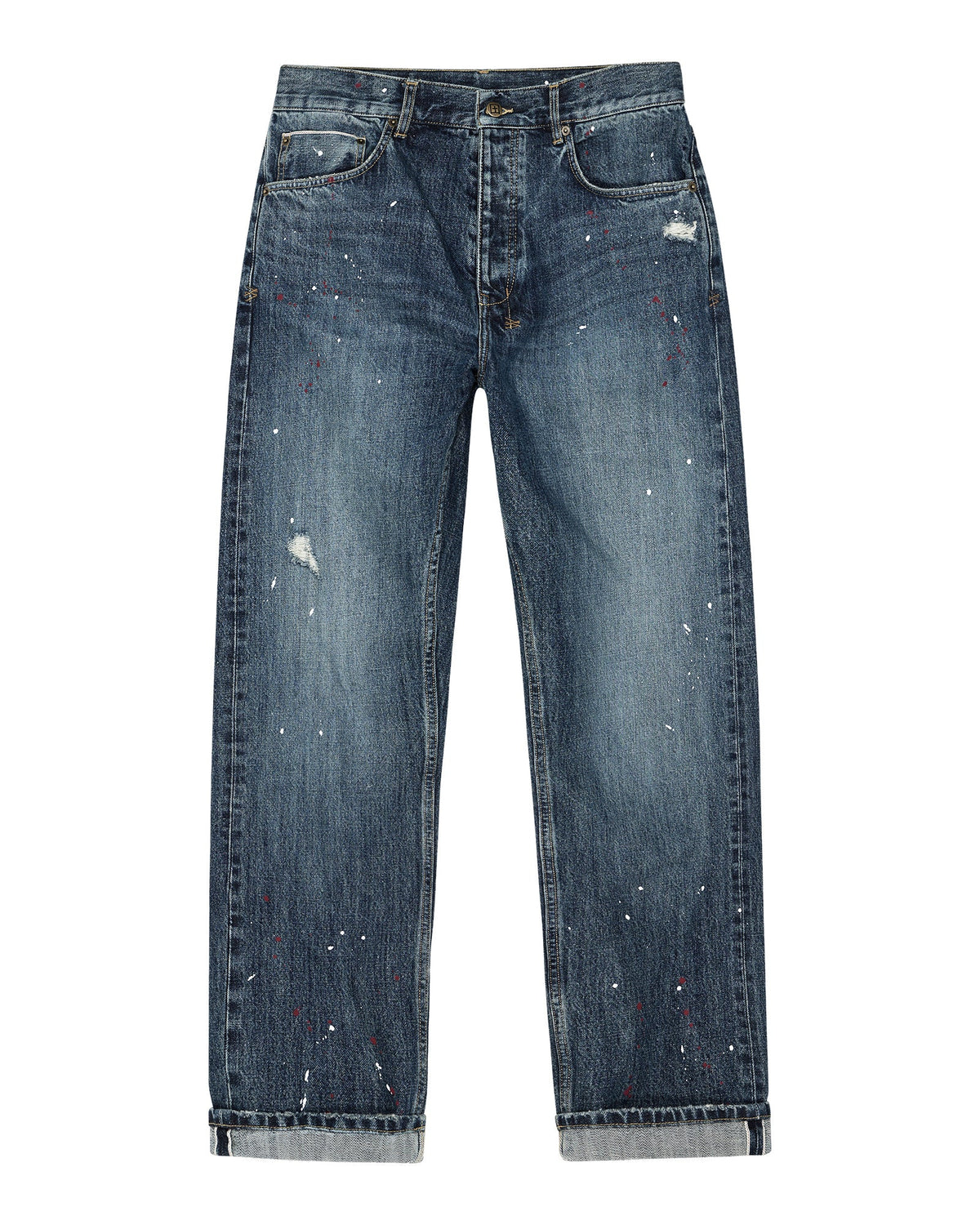 Mens Anti K Selvedge Artist Blue Relaxed Denim Jeans - Denim