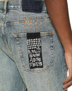 Mens Anti K Stage Dive Trashed Relaxed Denim Jeans - Denim