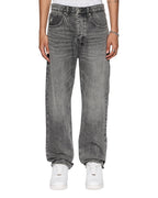 Mens Anti K Worn Grey Relaxed Denim Jeans - Grey