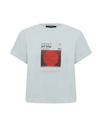 Womens Art Trip Shrunken Cut Out Tee Ice Mist Slim Tees - Blue