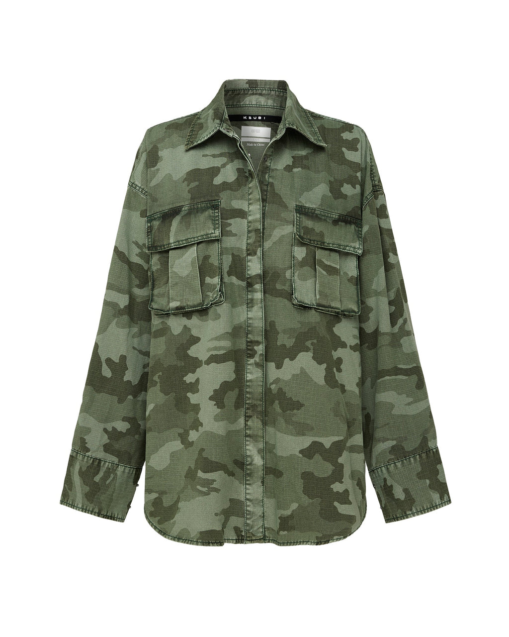 Womens Astra Cargo Shirt Hash Camo Oversized Shirts - Green