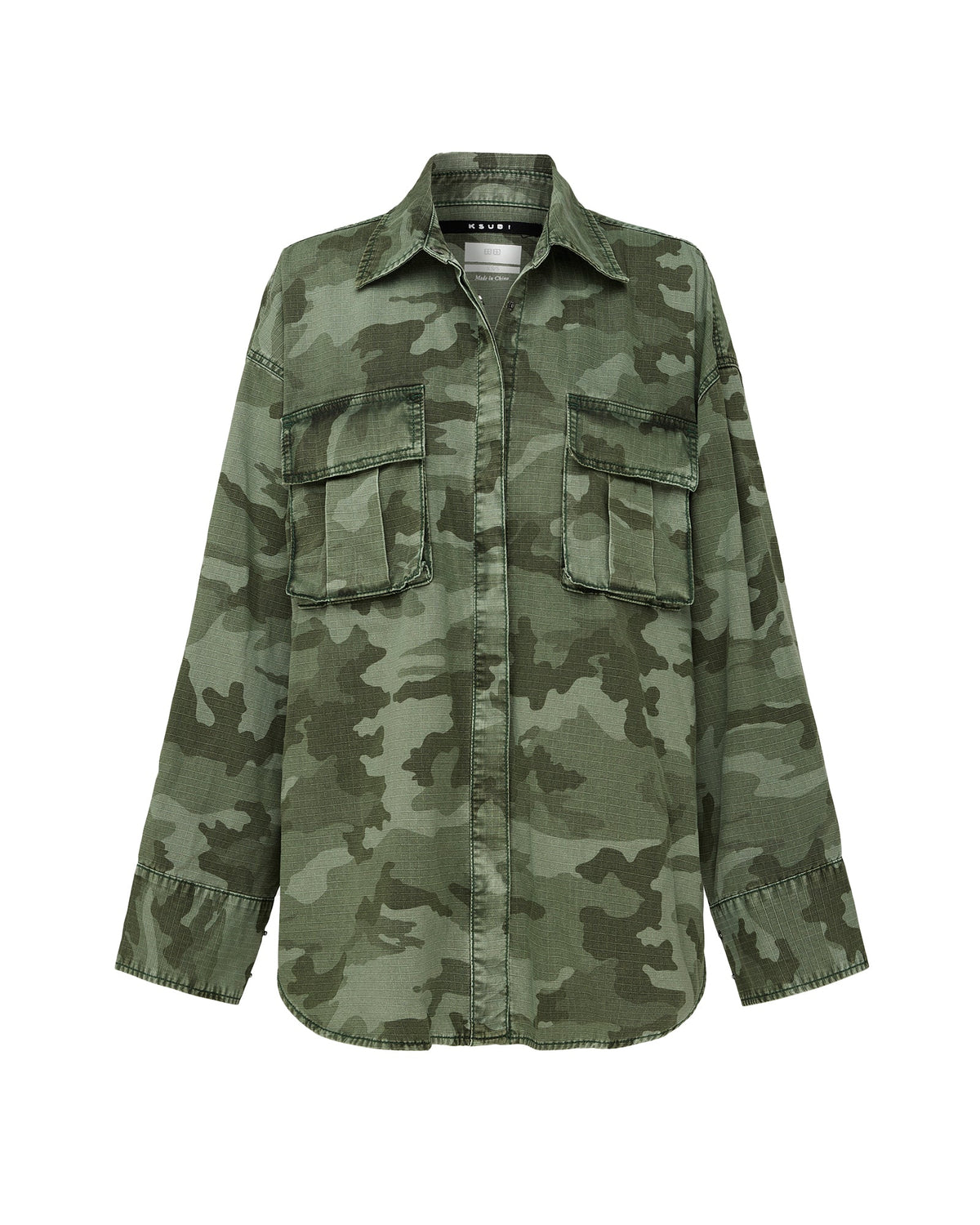 Womens Astra Cargo Shirt Hash Camo Oversized Shirts - Green