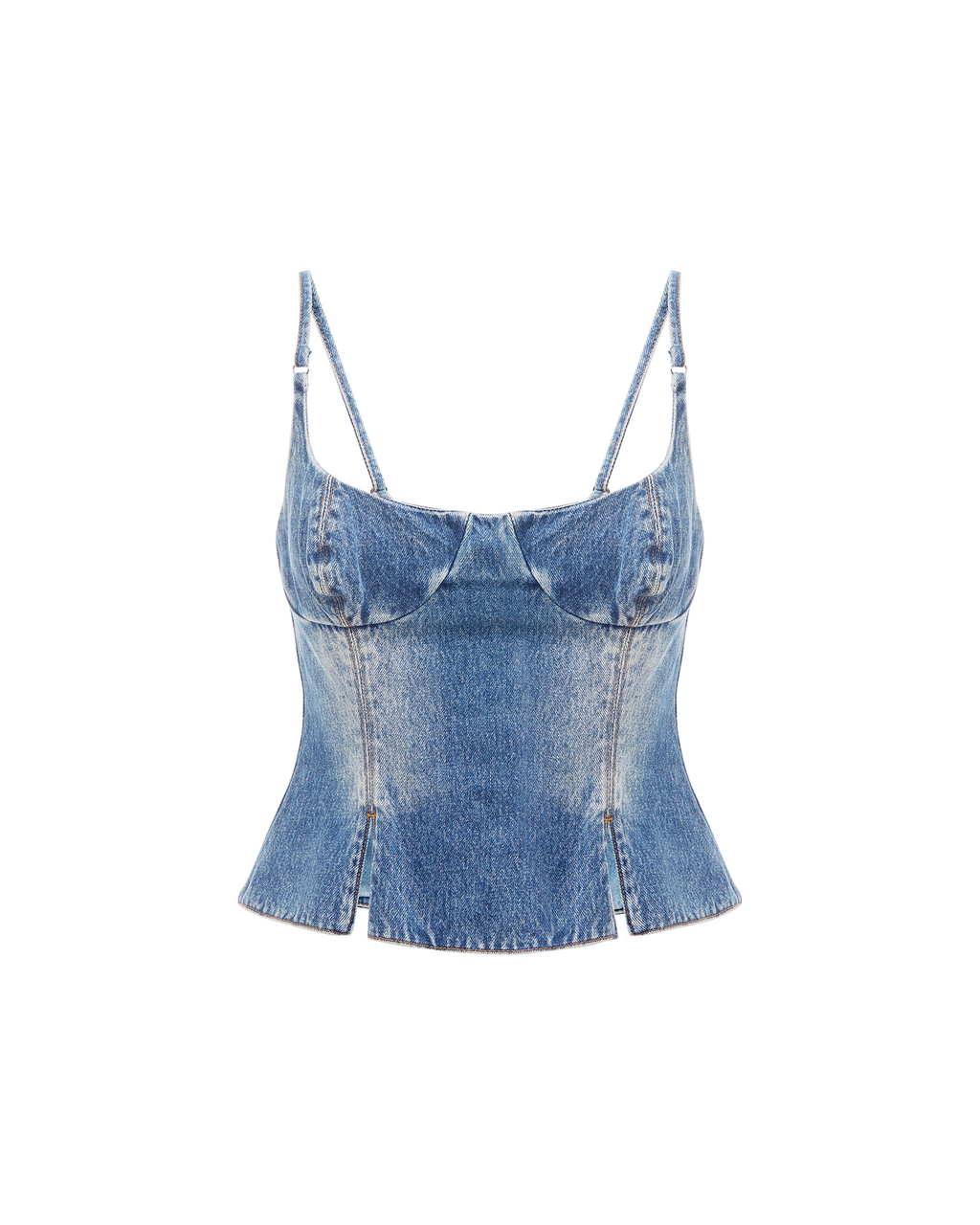 Womens Athena Bustier Aged Fitted Fashion Tops - Denim