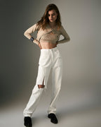 Womens Playback Blanc Sliced Straight Denim Jeans - White