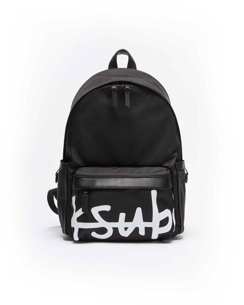 1999 Nylon Leather Backpack Black Bags - Black