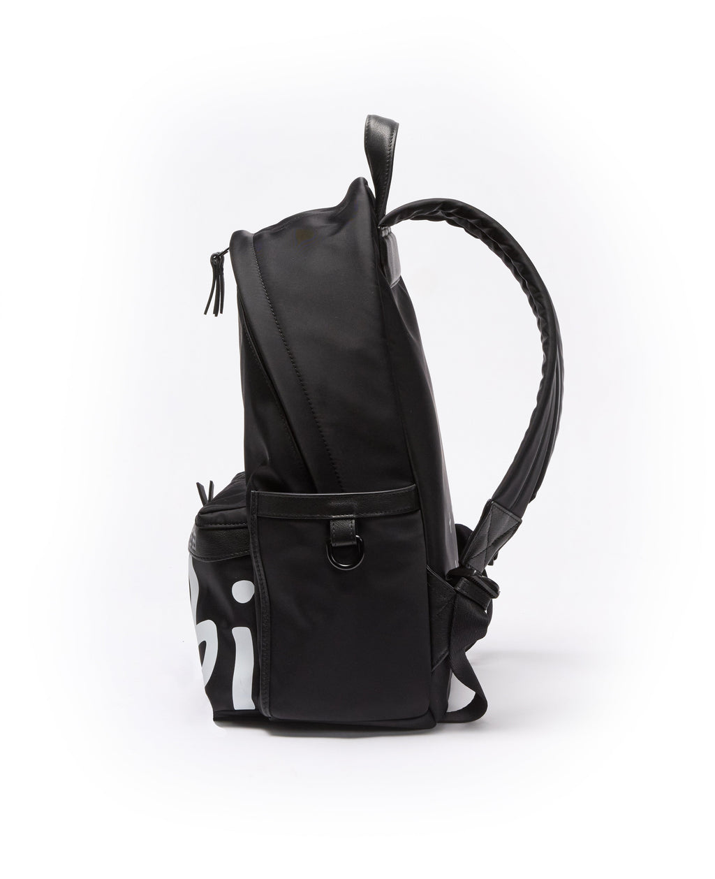 1999 Nylon Leather Backpack Black Bags - Black