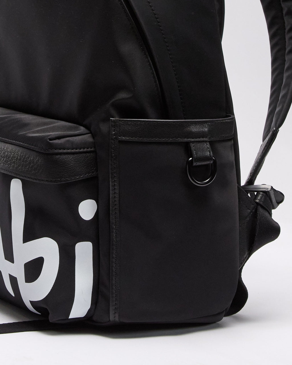 1999 Nylon Leather Backpack Black Bags - Black