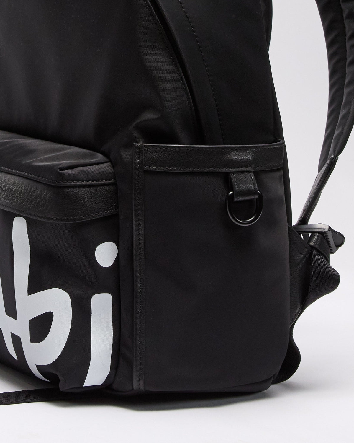1999 Nylon Leather Backpack Black Bags - Black