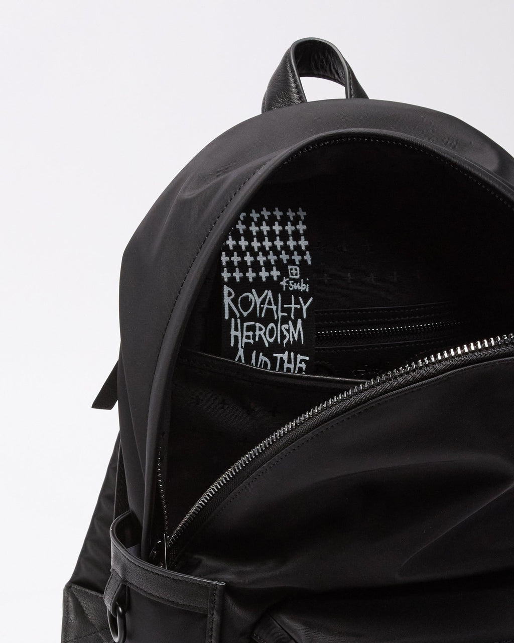 1999 Nylon Leather Backpack Black Bags - Black