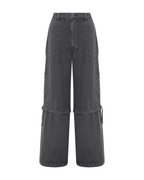 Womens Baggy Cargo Charcoal Oversized Pants - Grey