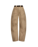 Womens Barrel Jean Carpenter Sierra Tan Barrel Leg Denim Jeans - Tan