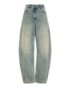 Womens Barrel Jean Folk Barrel Leg Denim Jeans - Denim