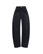 Womens Barrel Jean Saloon Black Barrel Leg Denim Jeans - Black