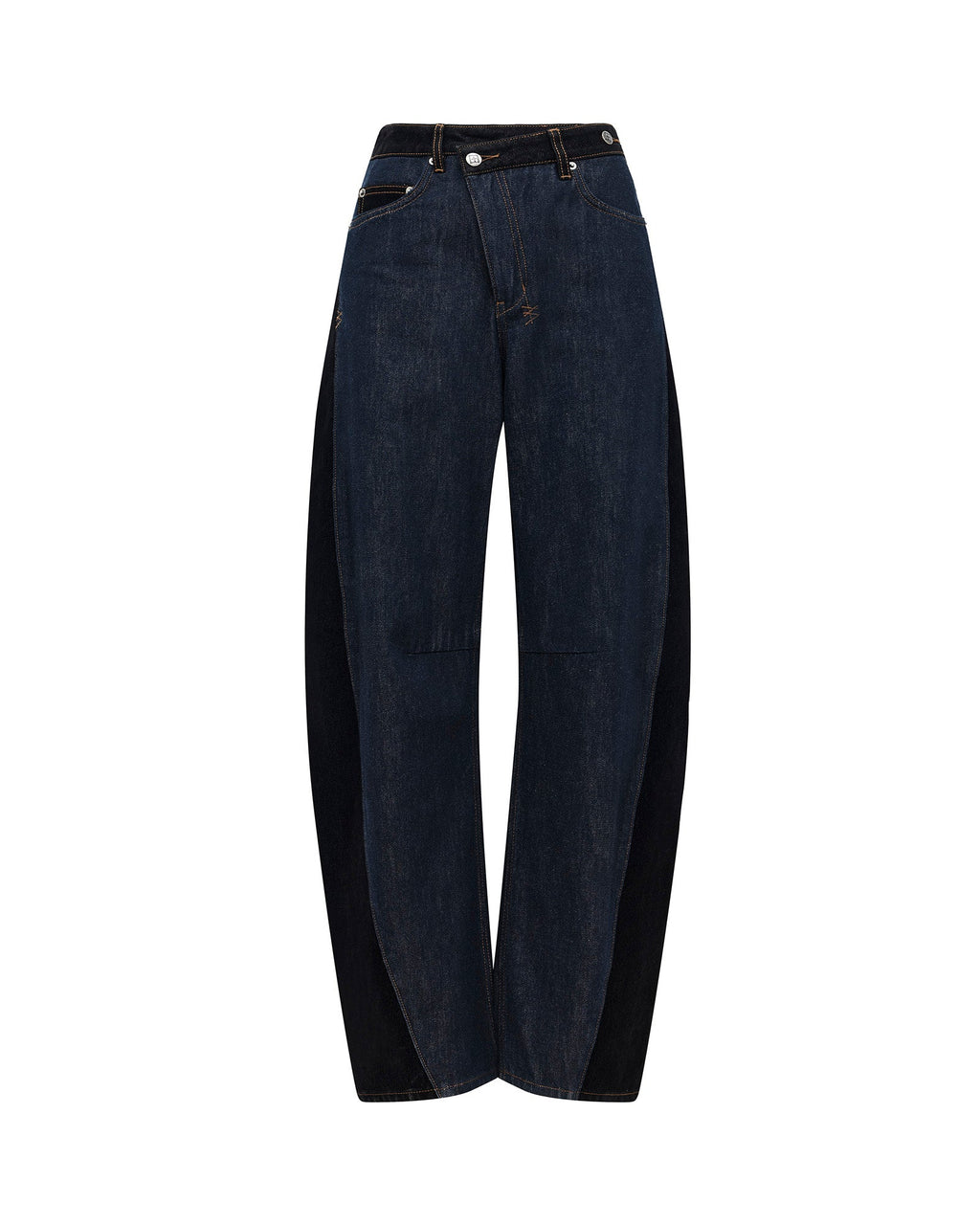 Womens Barrel Jean Vixen Spliced Barrel Leg Denim Jeans - Black