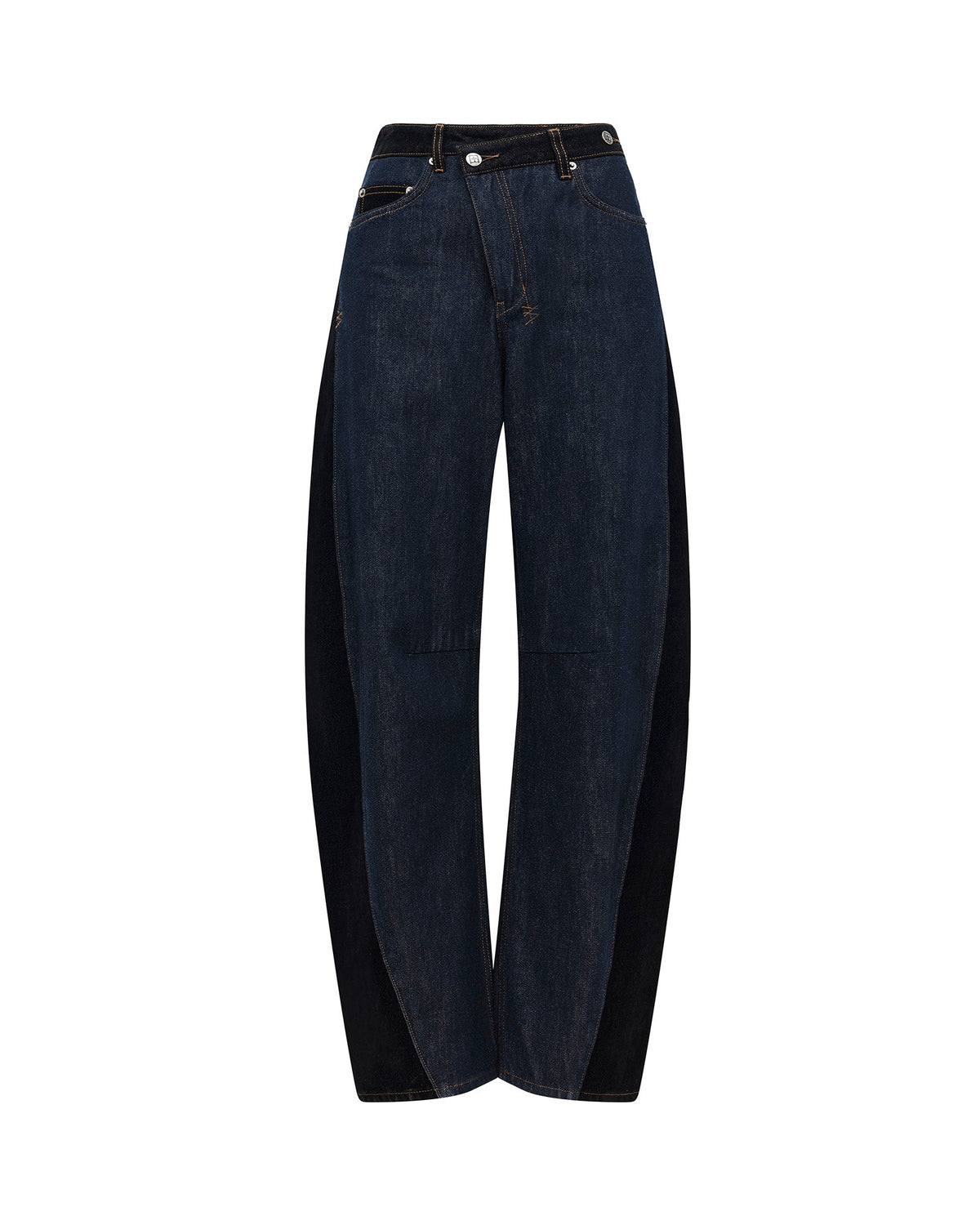 Womens Barrel Jean Vixen Spliced Barrel Leg Denim Jeans - Black