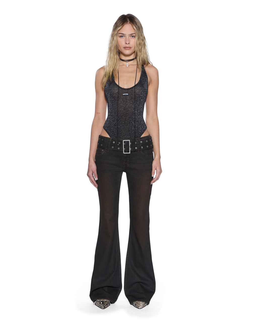Womens Lara Bodysuit Silver Slim Fashion Tops - Silver