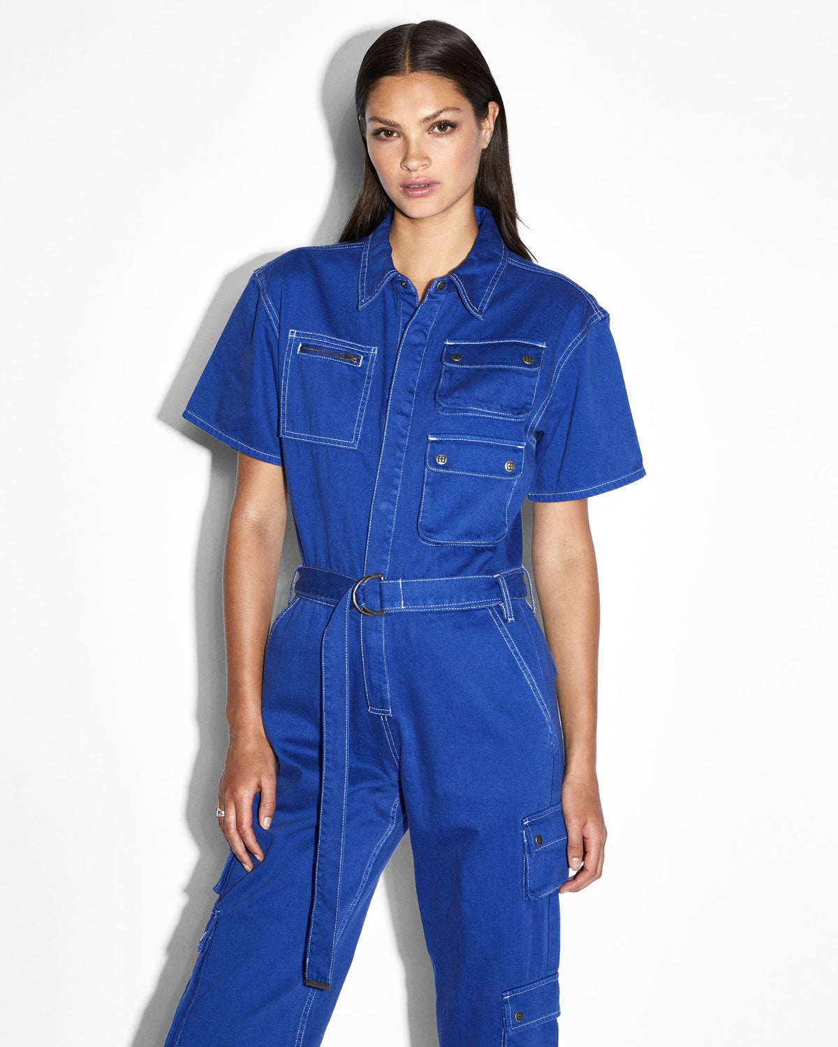 Womens Drill Boilersuit Cobalt Oversized Jumpsuits - Blue