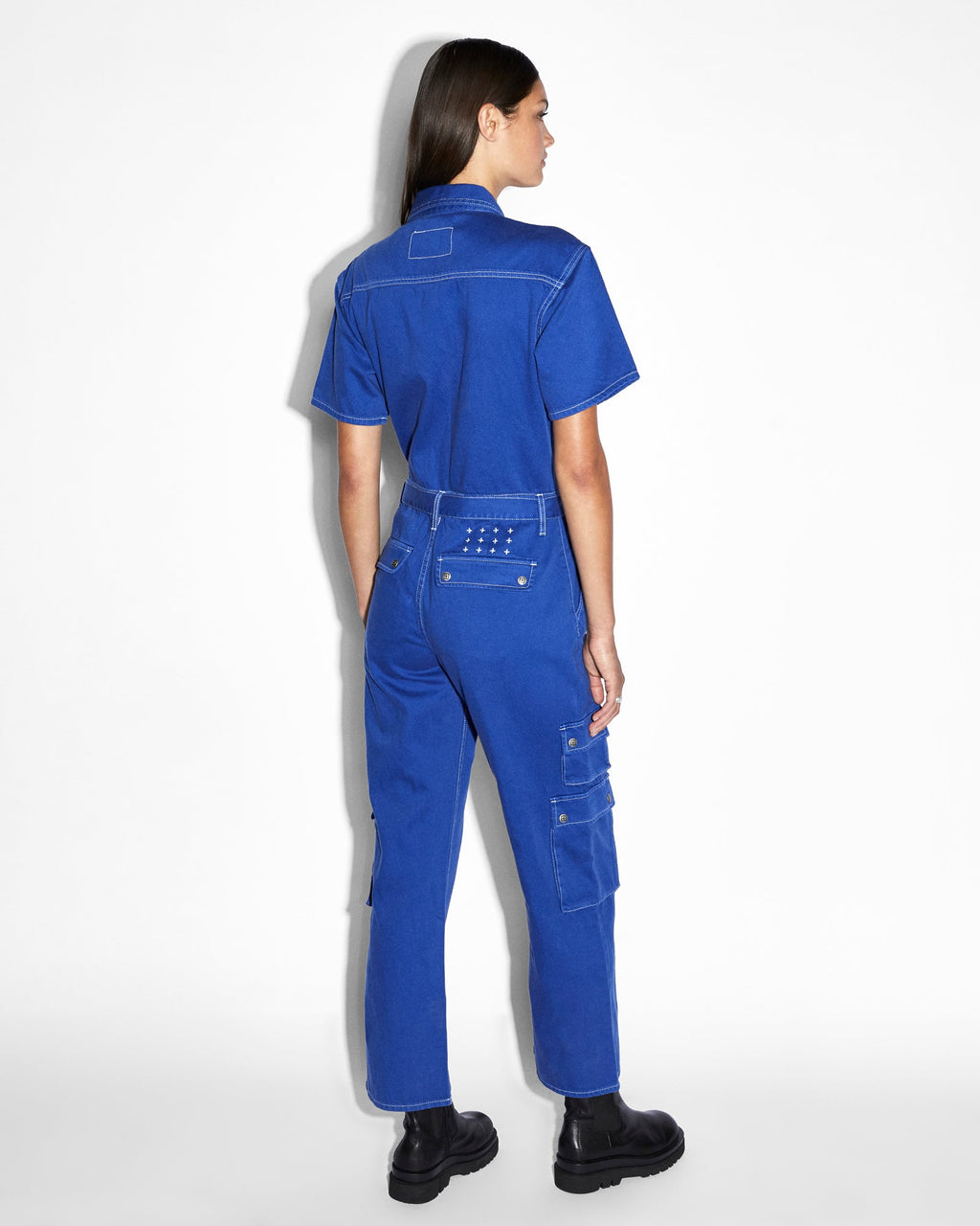 Womens Drill Boilersuit Cobalt Oversized Jumpsuits - Blue