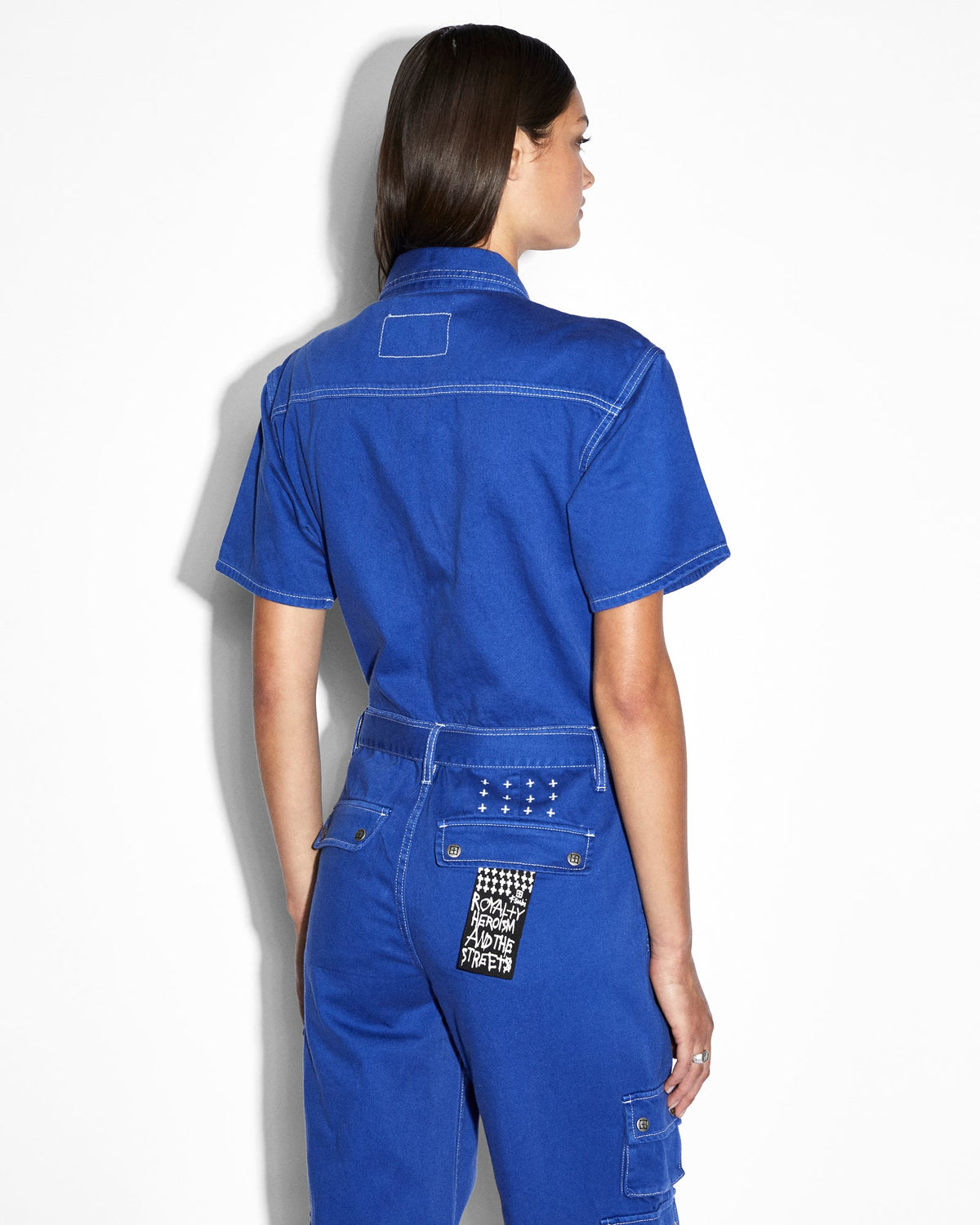 Womens Drill Boilersuit Cobalt Oversized Jumpsuits - Blue