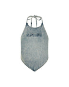 Womens Bolt Top Folk Fitted Fashion Tops - Denim