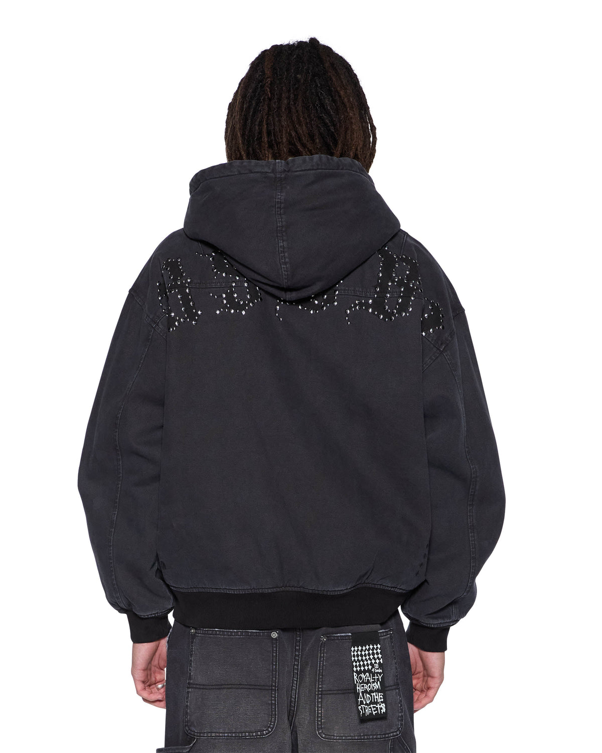 Mens Bomber Jacket Stud Black Regular Jackets - Black