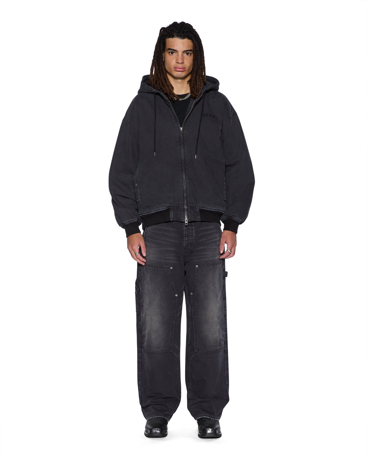 Mens Bomber Jacket Stud Black Regular Jackets - Black