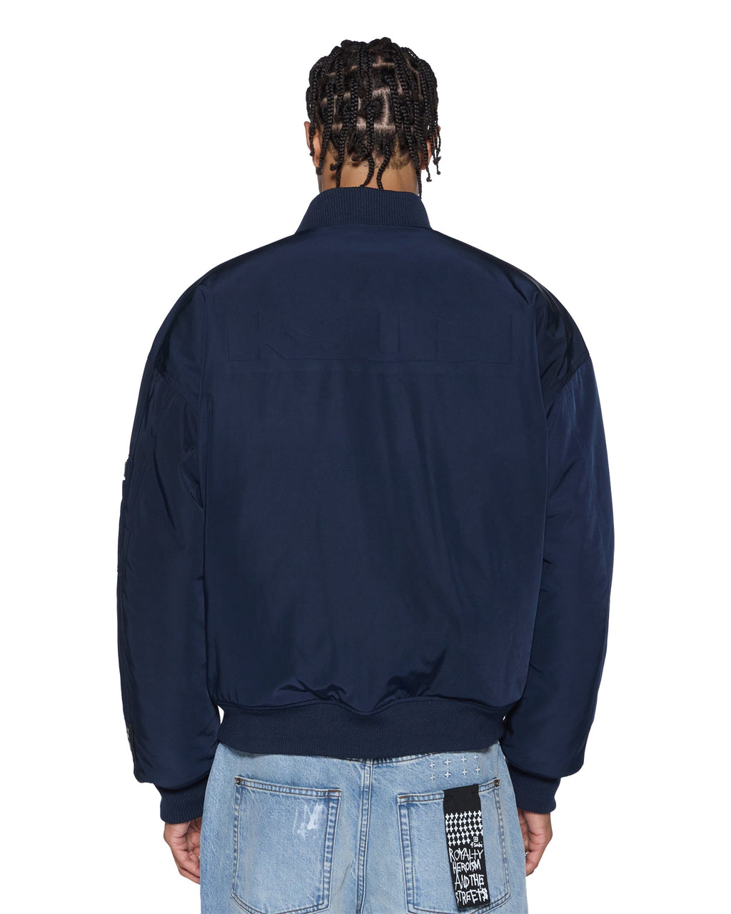 Mens Intruder Bomber Jacket Navy Oversized Jackets - Navy