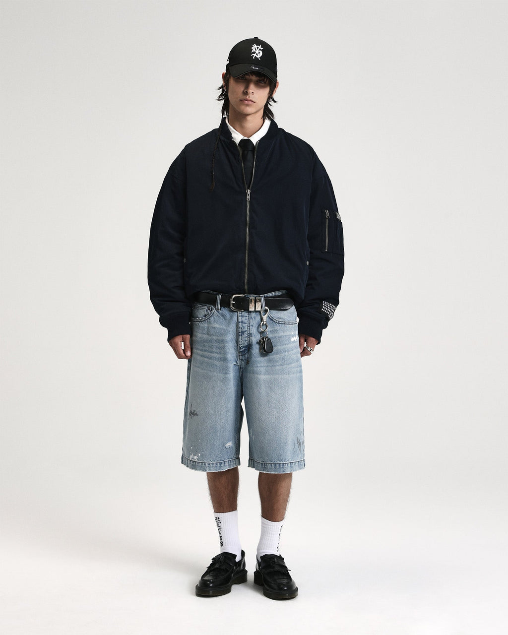 Mens Intruder Bomber Jacket Navy Oversized Jackets - Navy