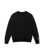 Mens Box Knit Crew Washed Black Regular Knitwear - Black