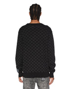 Mens Box Knit Crew Washed Black Regular Knitwear - Black
