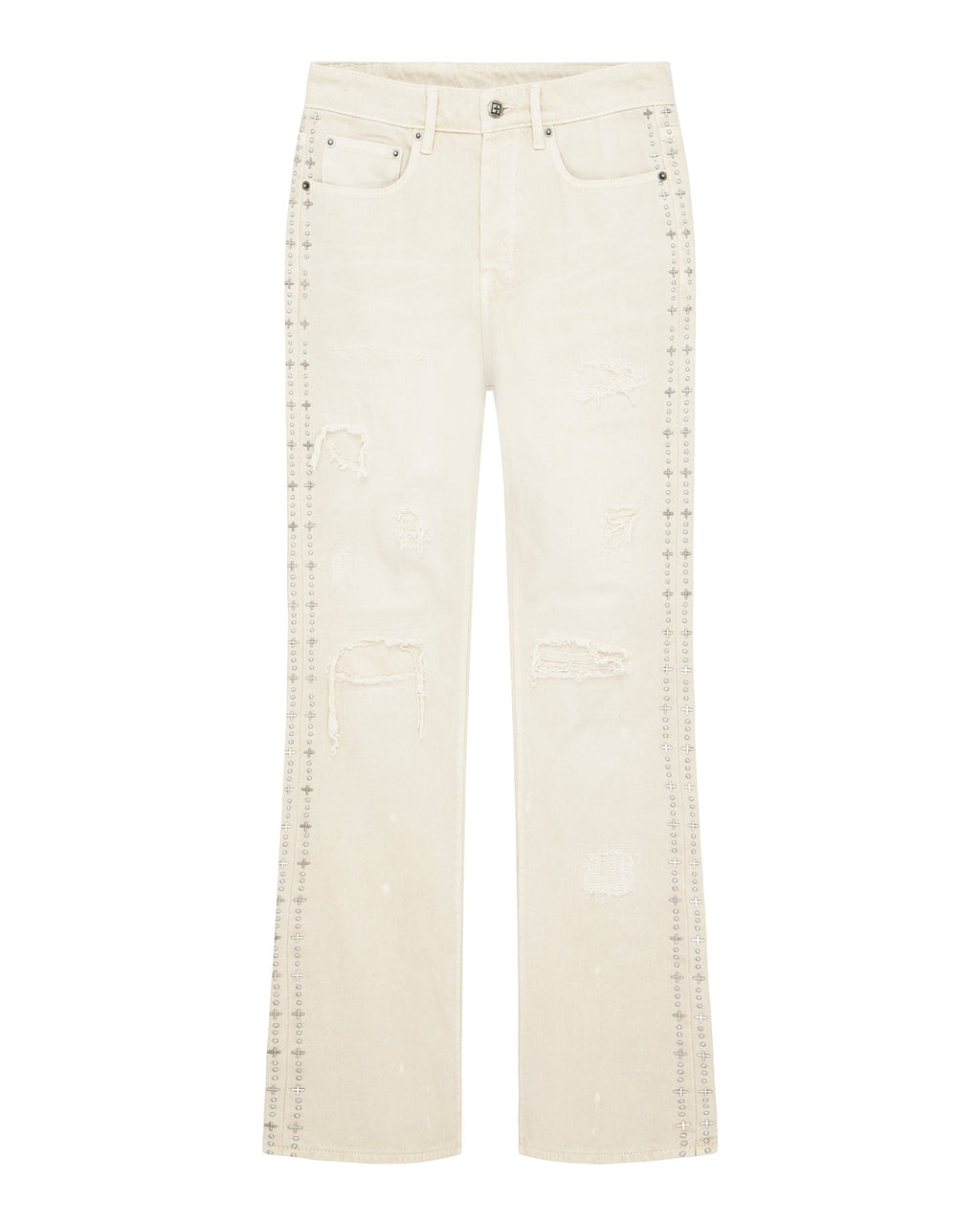 Mens Bronko Ivory Trashed Bootcut Denim Jeans - Beige
