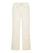 Mens Bronko Ivory Trashed Bootcut Denim Jeans - Beige