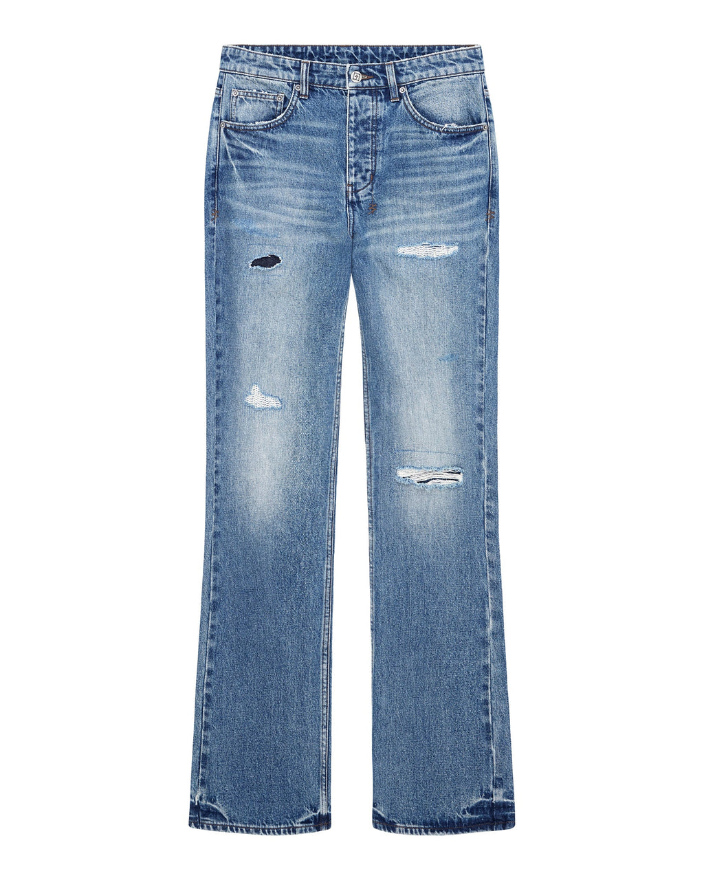 Mens Bronko Roadhouse Repair Bootcut Denim Jeans - Denim