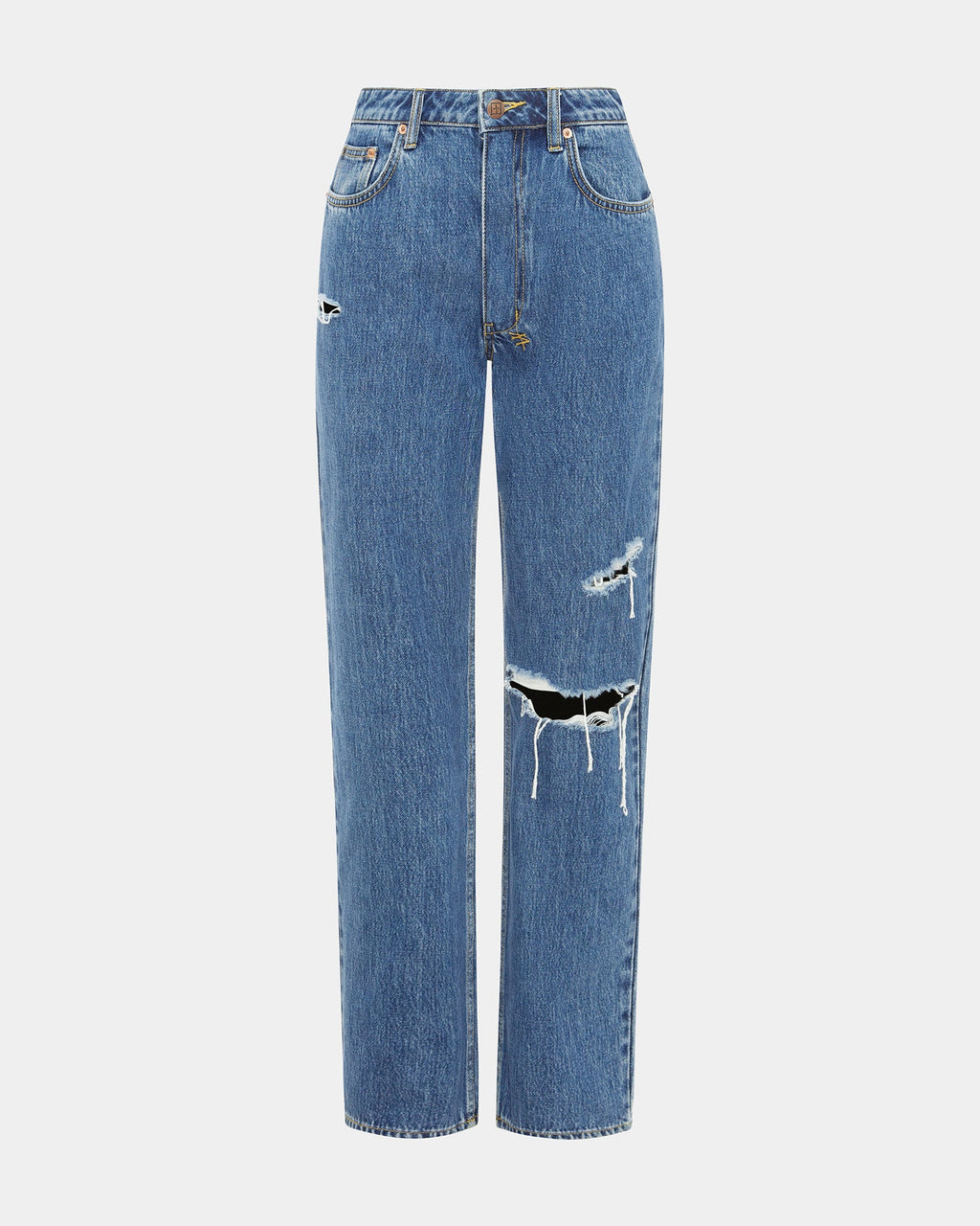 Womens Brooklyn Jean Moody Trashed Straight Denim Jeans - Denim