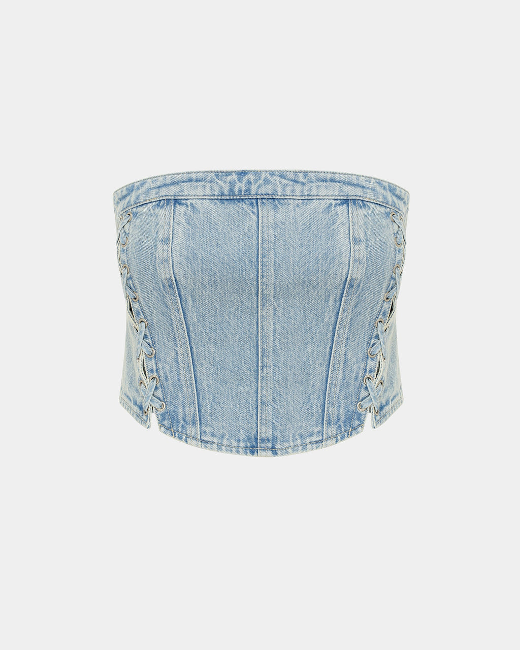 Womens Bustier Dove Laced Fitted Fashion Tops - Denim