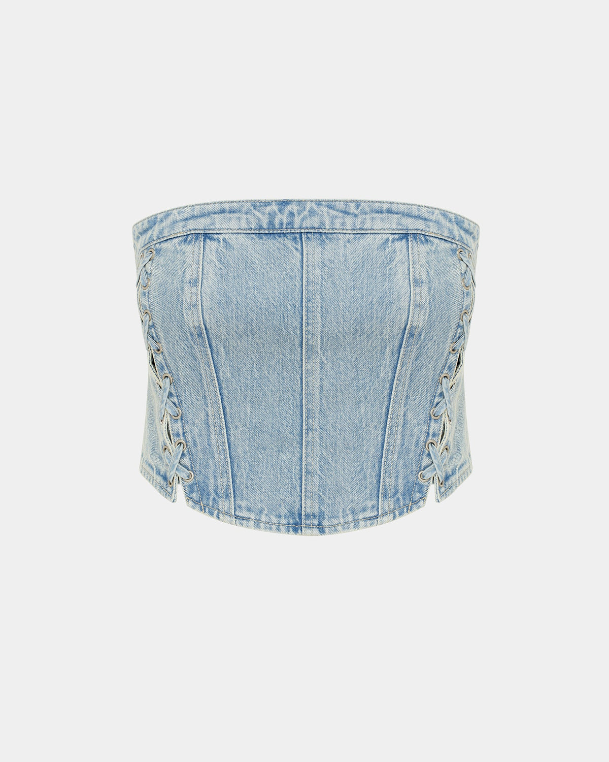 Womens Bustier Dove Laced Fitted Fashion Tops - Denim