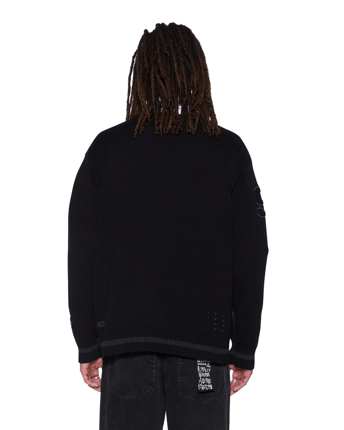 Mens Playoff Cardigan Black Boxy Knitwear - Black