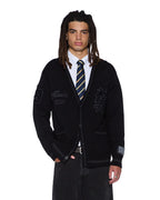 Mens Playoff Cardigan Black Boxy Knitwear - Black