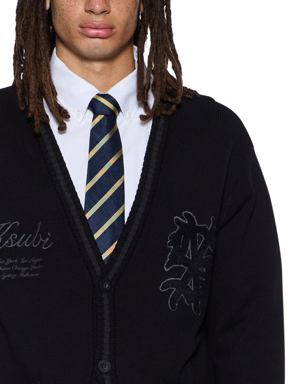 Mens Playoff Cardigan Black Boxy Knitwear - Black