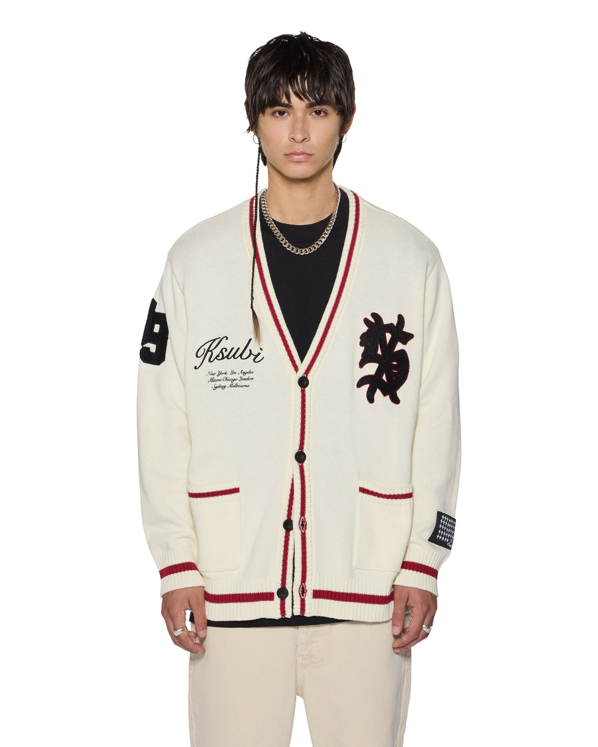 Mens Playoff Cardigan Ecru Regular Knitwear - Beige