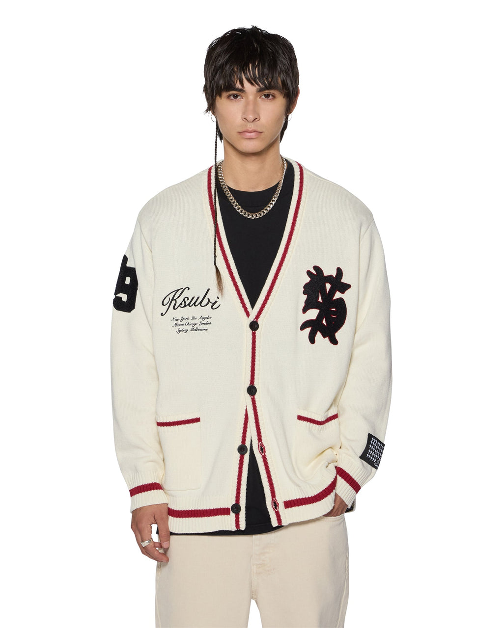 Mens Playoff Cardigan Ecru Regular Knitwear - Beige