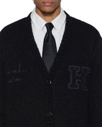 Mens Salud Cardigan Jet Black Regular Knitwear - Black