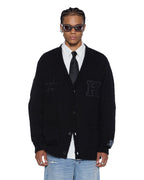 Mens Salud Cardigan Jet Black Regular Knitwear - Black
