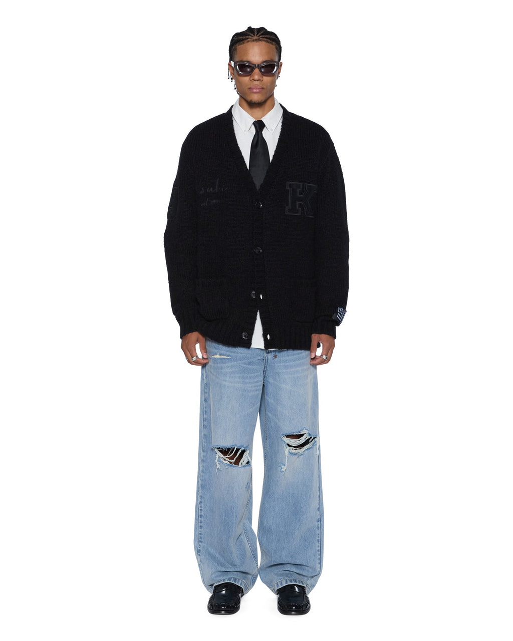 Mens Salud Cardigan Jet Black Regular Knitwear - Black