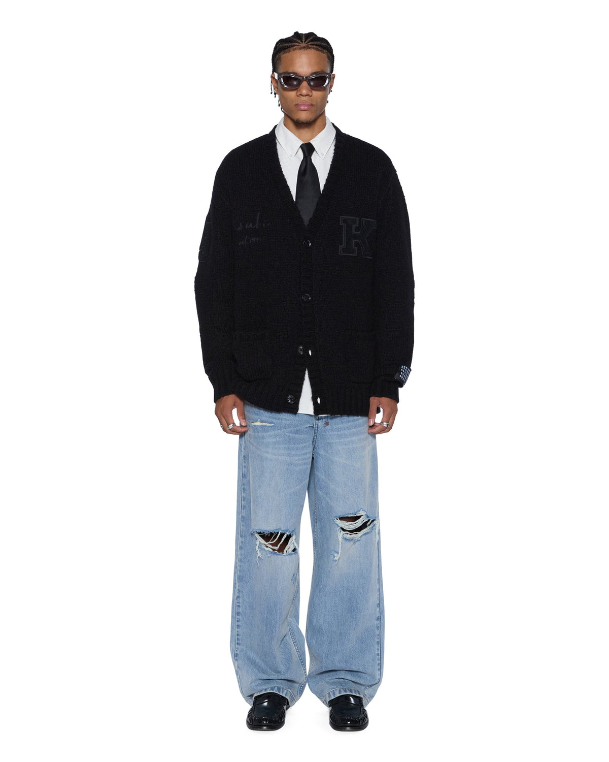 Mens Salud Cardigan Jet Black Regular Knitwear - Black