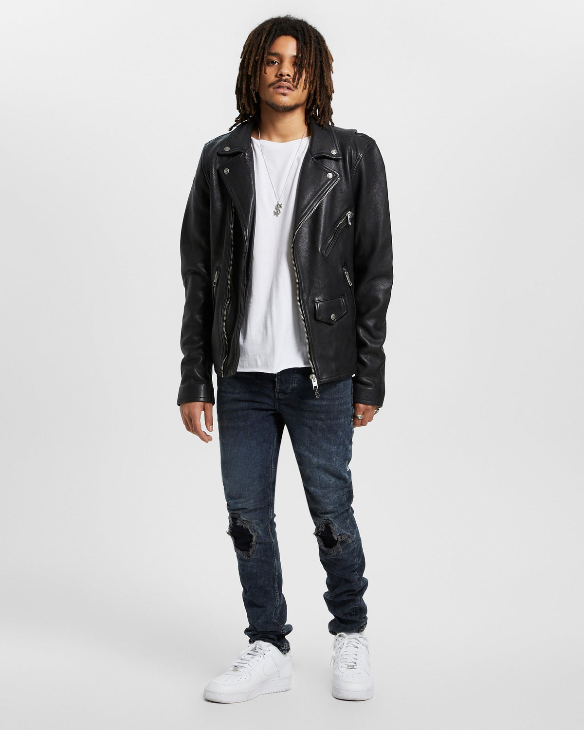Mens Chitch Blue Kolla Slashed Slim Denim Jeans - Denim